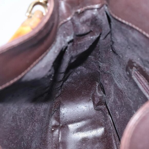 GUCCI Bamboo Hand Bag Leather 2way Brown Gold - Picture 10 of 15